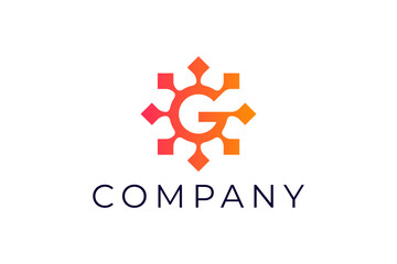 Letter g sun geometric design logo