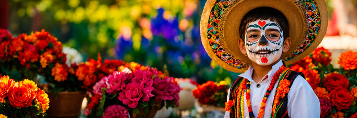 Fototapeta premium People at the Day of the Dead festival. Selective focus.