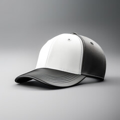 Fototapeta premium Stylish Black and White Cap on Grey Background - Generative AI
