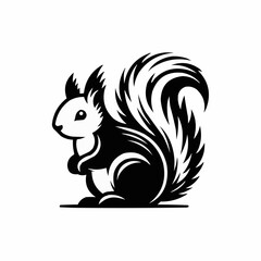 vector illustration of a squirrel on white background | Digital silhouette of a squirrel