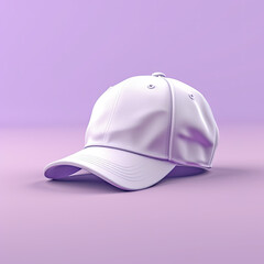 Fototapeta premium Blank White Baseball Cap on Purple Background - Generative AI