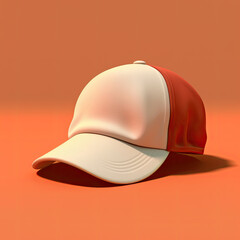 White and Red Cap on Orange Background - Generative AI