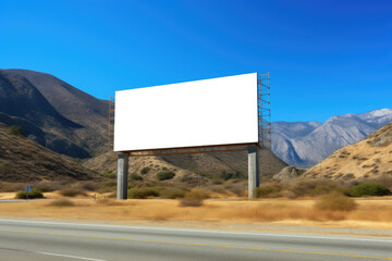 Blank Billboard on a Desert Highway - Generative AI