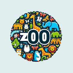Zoo logo, colorful animals