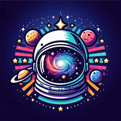 astronaut logo design colorfull 