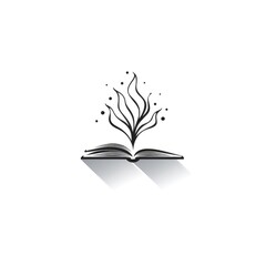 Simple graphic logo of colorful book on white background.