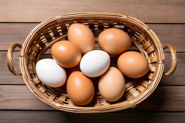 egg, basket, food, eggs, brown, healthy,Generative AI