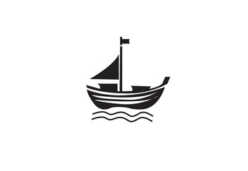 sailboat  vector logo simple black and white background