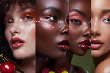 Berry Bliss, Multi-Ethnic Beauty Portraits with Fruit-Inspired Makeup