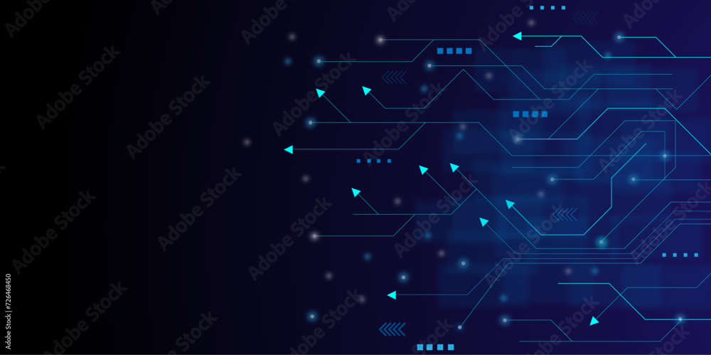 Aufkleber Vector abstract technology illustration Circuit board on dark blue background. High tech circuit board connection system concept.