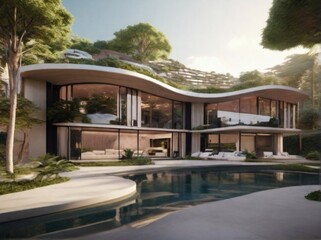 Fototapeta premium luxury hotel in the park