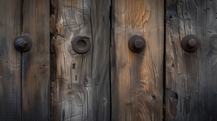 Rustic Wooden Planks Background with Metal Accents and Weathered Texture Backdrop