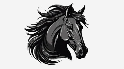 Abstract Illustration of a Black Horse on a White Background - Generative AI
