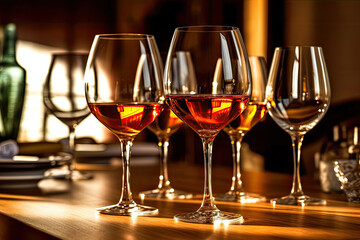 Elegant Wine Glasses in a Luxurious Dinner Setting - Generative AI