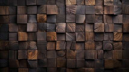 Artistic Wooden Block Collage - Modern 3D Cube Wall Texture