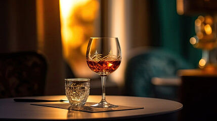 Enjoying a Glass of Wine in an Elegant Venue - Generative AI