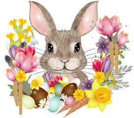 Osterkranz & Ostereier mit Kaninchen als Osterhase