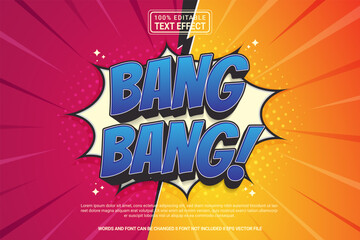 Editable text effect 3d style Bang bang cartoon template modern premium vector