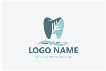 Vector leaf dental Tooth logo design