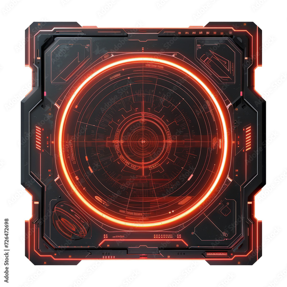 Poster Sci-fi and HUD frame. Futuristic screen with target and borders