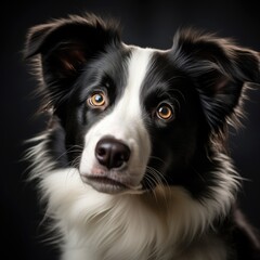Macro photography border collie 3 months. Spring portrait of Border Collie.