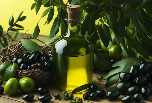 A set of Plump Olives green and black on a dark background