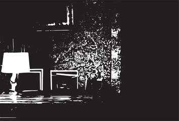 Boards, a drawing of a tree. Background for design and presentations.