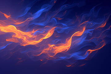 
illustration of abstract heavy smoke with burning fire flames on blue background Generative AI