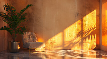 Sunlight enters the comfortable room.