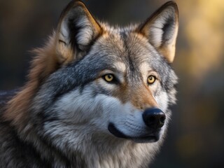 Obraz premium Portrait of wolf on nature background. Polar wolf.