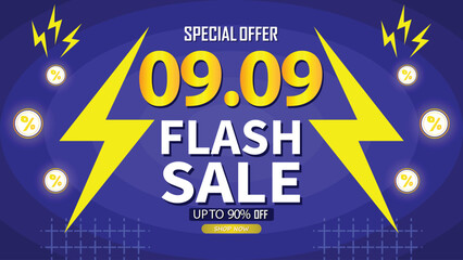 Sale banner template design 9.9  .  09.09 SPECIAL OFFER, MEGA SALE, FLASH SALE