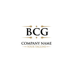 The logo has a legal theme concept with a minimalist design containing the letters BCG, suitable for personal branding logos as well as legal lawyers