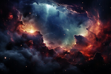 Glowing huge nebula with stars - obrazy, fototapety, plakaty