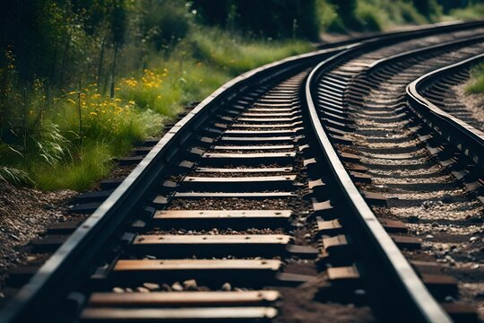 railroad tracks in the forest