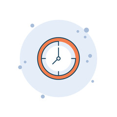 Cartoon clock icon vector illustration. Clock time on bubbles background. Time sign concept.