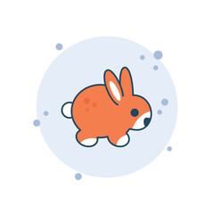 Cartoon bunny icon vector illustration. Simple rabbit on bubbles background. Easter bunny sign concept.