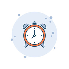 Cartoon alarm clock icon vector illustration. Clock on bubbles background. Wake-up sign concept.