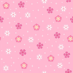 ditsy floral print. pink flowers seamless pattern. cherry blossom daisy flower botanical background. good for fabric, fashion design, wallpaper, pajama, kimono, textile, summer dress, bedding.