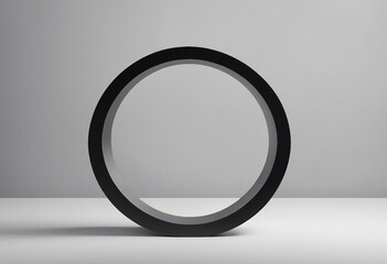 Empty round geometric shape cylinder podium platform on paper cut abstract pure black minimal geomet