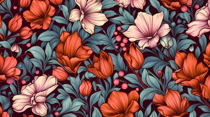 Seamless flower background, colorful flower background