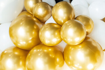 Golden festive background with balloons