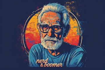 Nerd and boomer original logo design illustration - obrazy, fototapety, plakaty