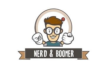 Nerd and boomer original logo design illustration