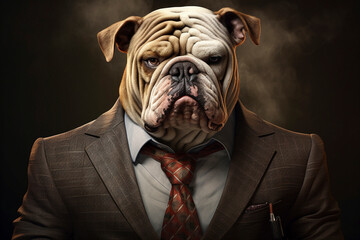 Business bulldog with suit and tie