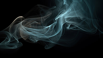 Fototapeta premium Swirling Light Blue Smoke on Black Background - Generative AI