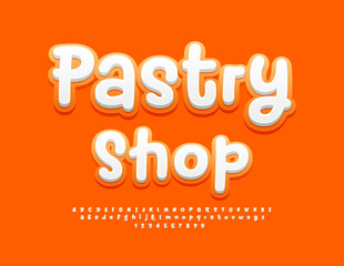 Vector creative logo Pastry Shop. Funny handwritten Font. Set of Modern Alphabet Letters and Numbers.