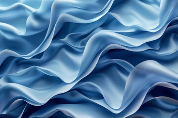 Obraz premium 3d render abstract modern blue background folded ribbons macro fashion wallpaper with wavy layers and ruffles