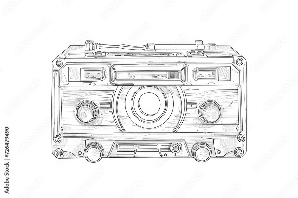 Aufkleber Simple drawing of a camera on a plain white background. Suitable for various graphic design projects