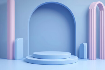3d background products display podium scene with geometric platform. 