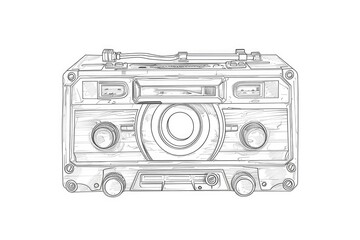 Simple drawing of a camera on a plain white background. Suitable for various graphic design projects